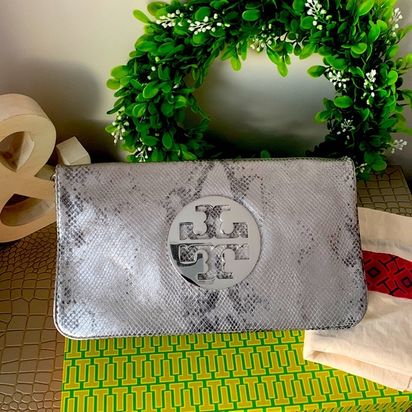 Tory Burch Handbags - Tory Burch Audra Riva Snakeskin Shoulder Bag w/ Dustbag & Gift Box